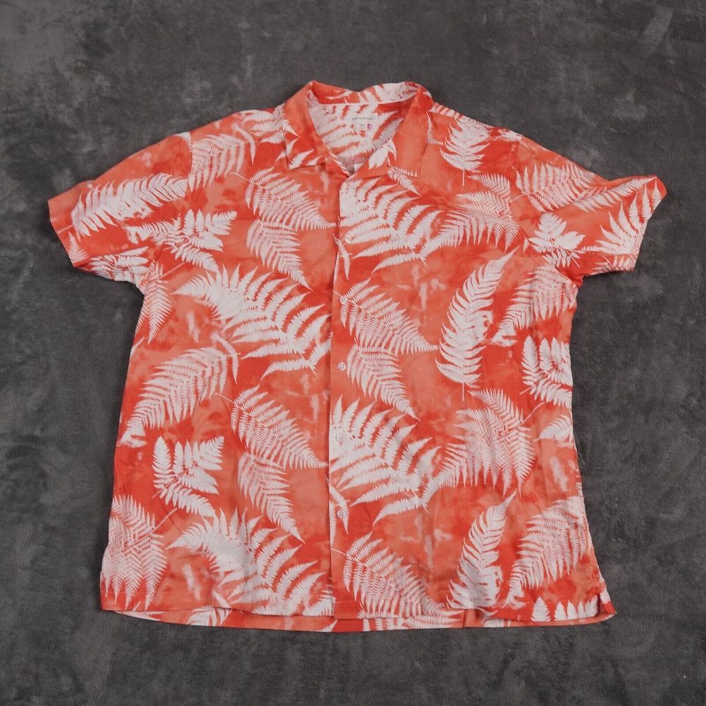 Sun Stone Mens  Shirt XXL Orange Calypso Woven‎ Beach Tropical Floral Summer
